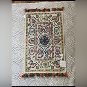New Boho Embroidered Accent Rug- Multicolor
